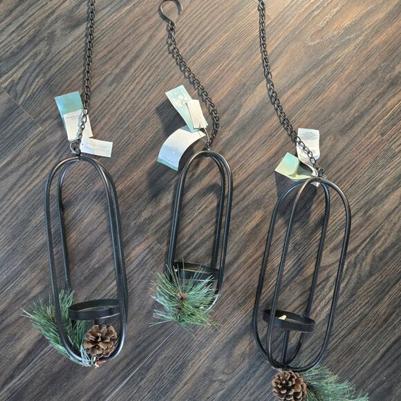 PLACE & TIME Set of Three Hanging Iron Lanterns NWT/INDOOR/OUTDOOR - Picture 1 of 9